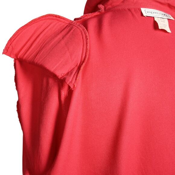 Vintage 80s Impressions Blouse Top Pink Rayon Padded Shoulders Size L - Hey Viv - Picture 7 of 8